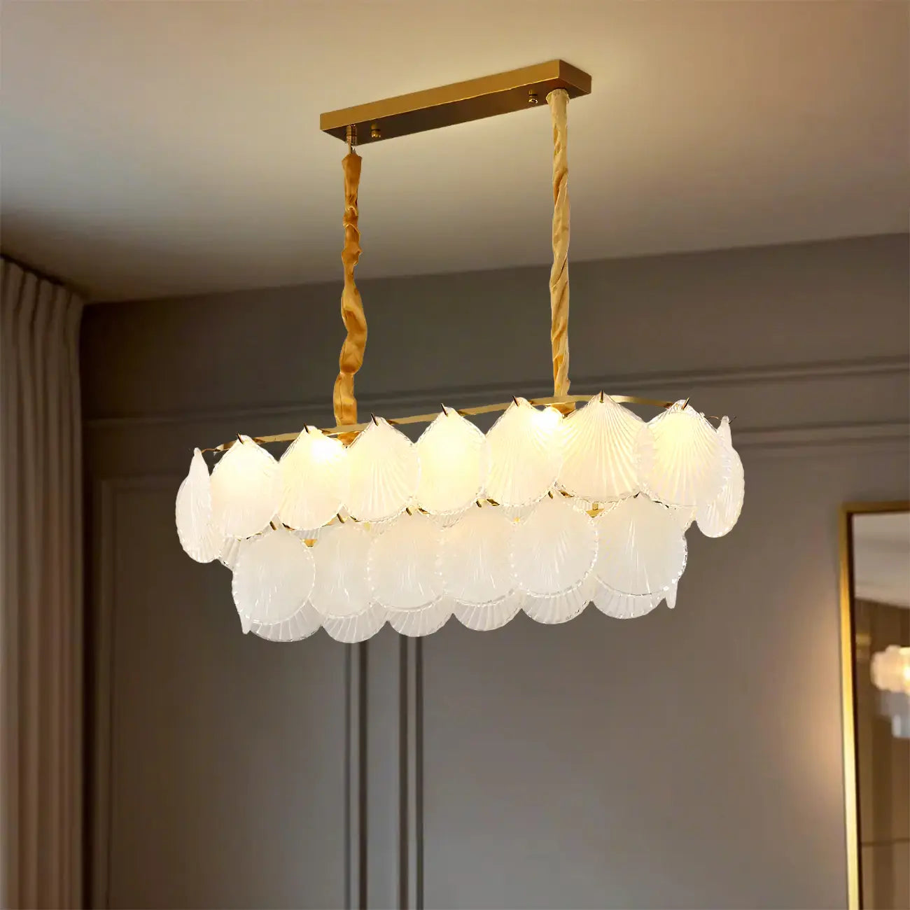 Modern Gold Glass Island Chandelier with 8 Lights