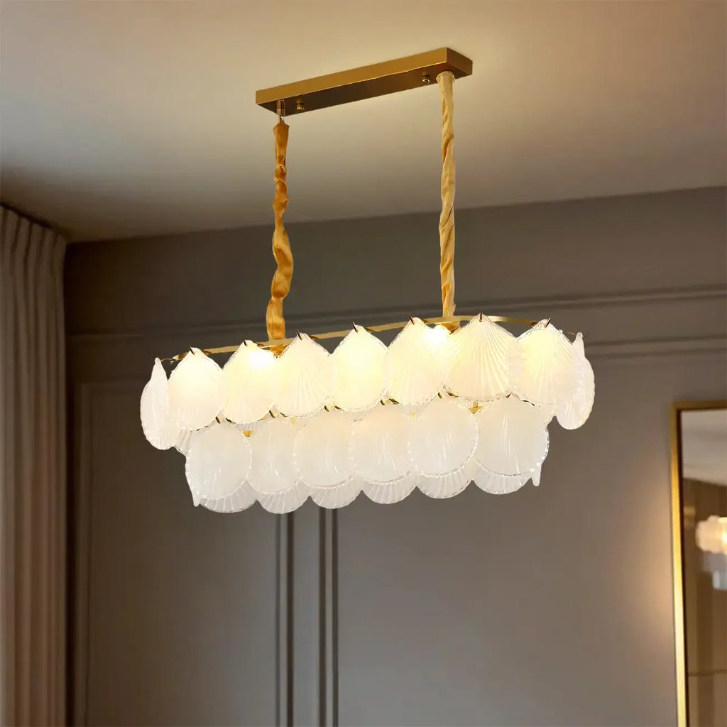 Modern Gold Glass Island Chandelier with 8 Lights