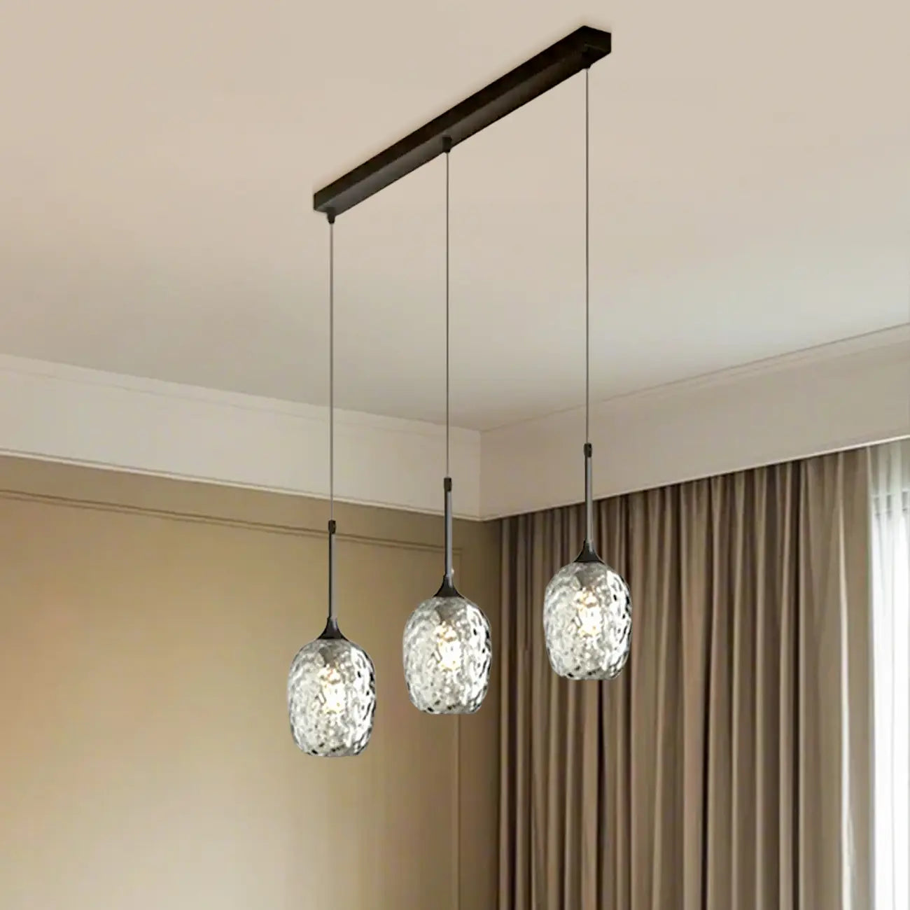 3-Light Glass Adjustable Pendant Lights for Kitchen