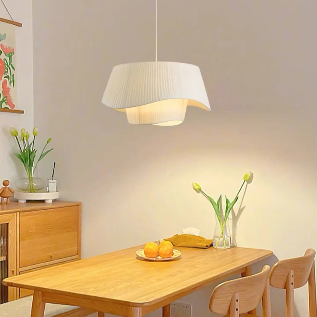 Nordic White Fabric Drum Tier Chandelier