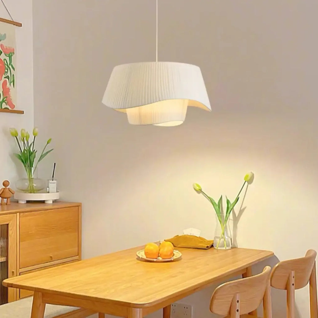 Nordic White Fabric Drum Tier Chandelier