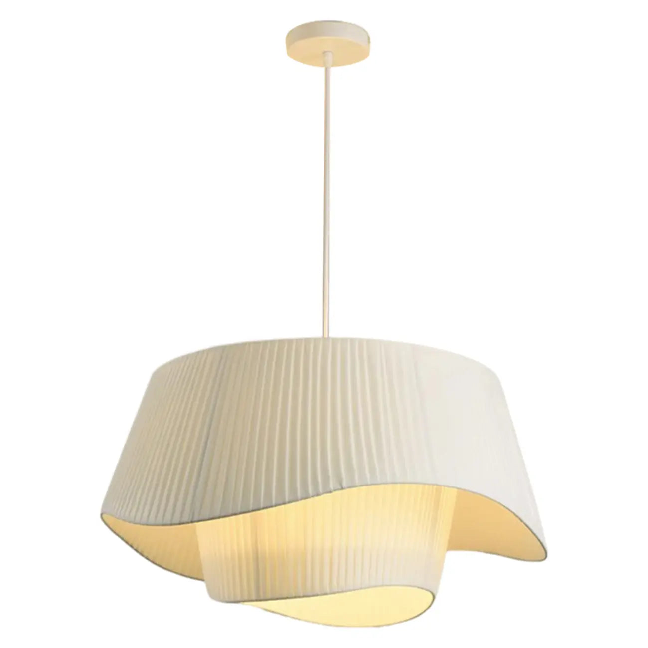Nordic White Fabric Drum Tier Chandelier