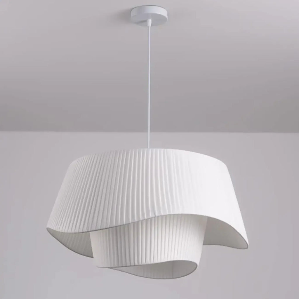 Nordic White Fabric Drum Tier Chandelier
