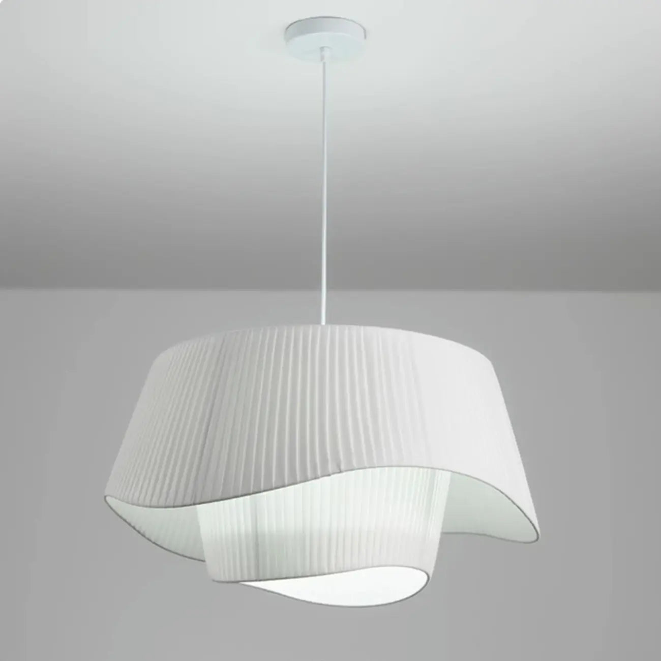 Nordic White Fabric Drum Tier Chandelier