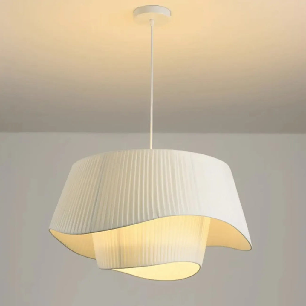 Nordic White Fabric Drum Tier Chandelier