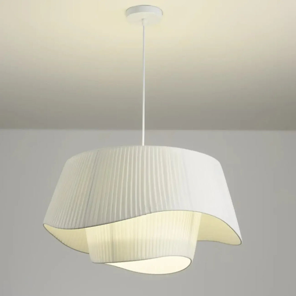Nordic White Fabric Drum Tier Chandelier