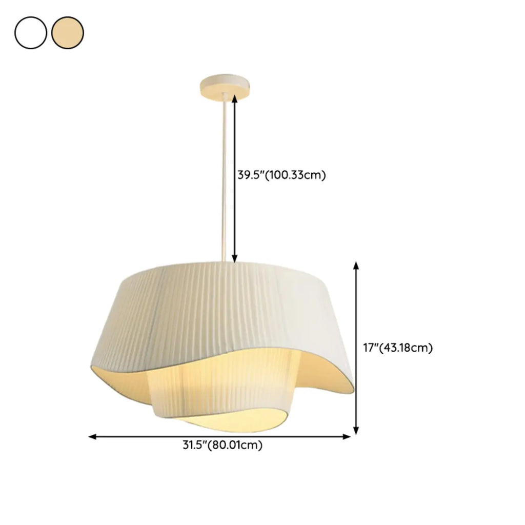 Nordic White Fabric Drum Tier Chandelier