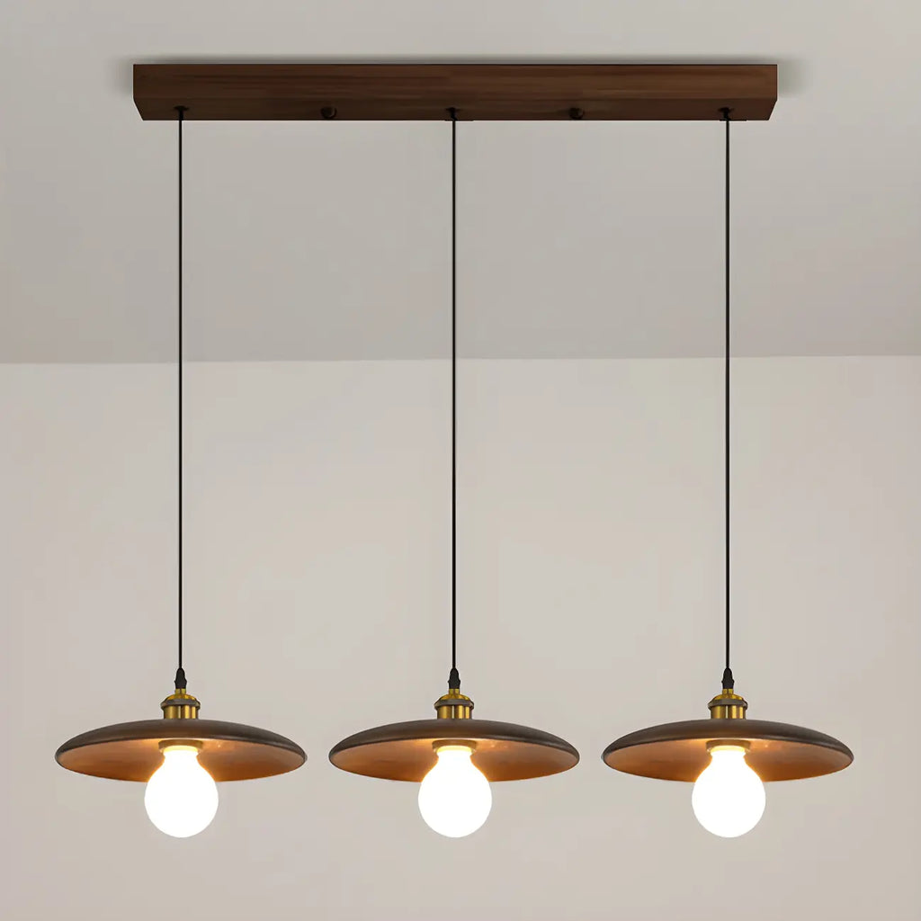 Geometric Walnut Wood Island Pendant Light for Kitchen