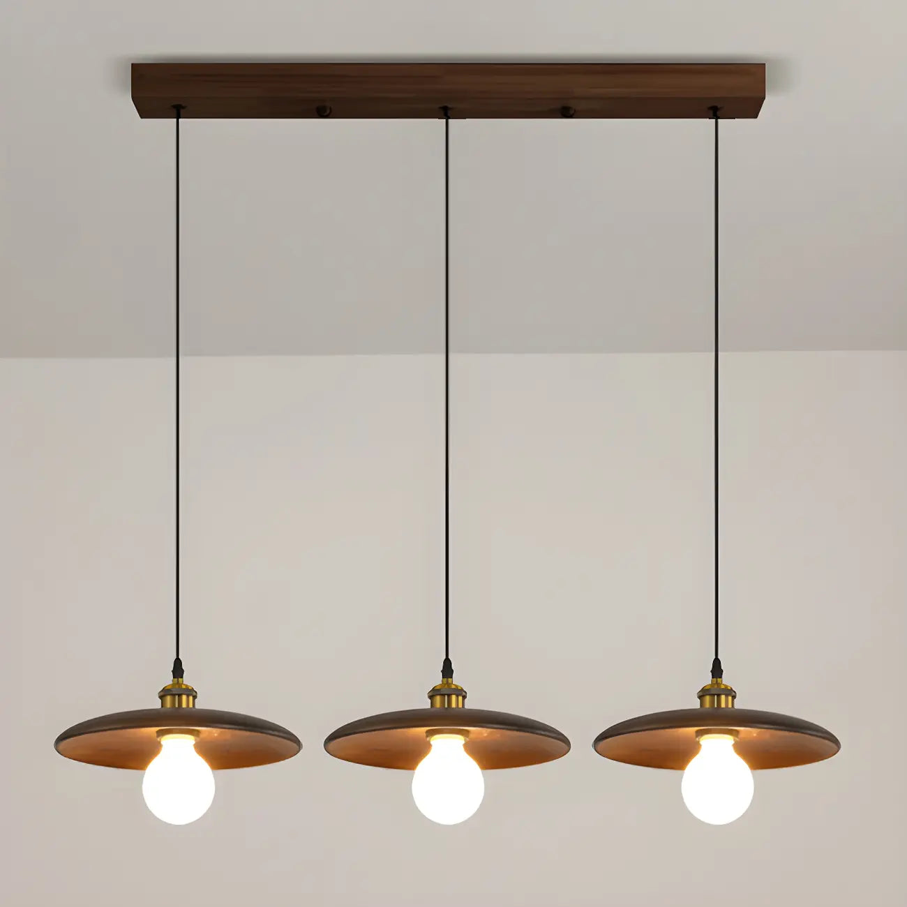 Geometric Walnut Wood Island Pendant Light for Kitchen