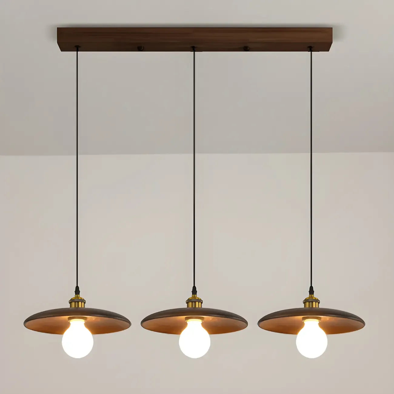 Geometric Walnut Wood Island Pendant Light for Kitchen