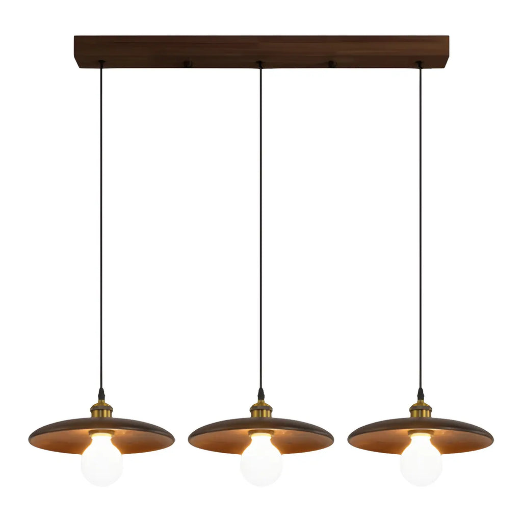 Geometric Walnut Wood Island Pendant Light for Kitchen