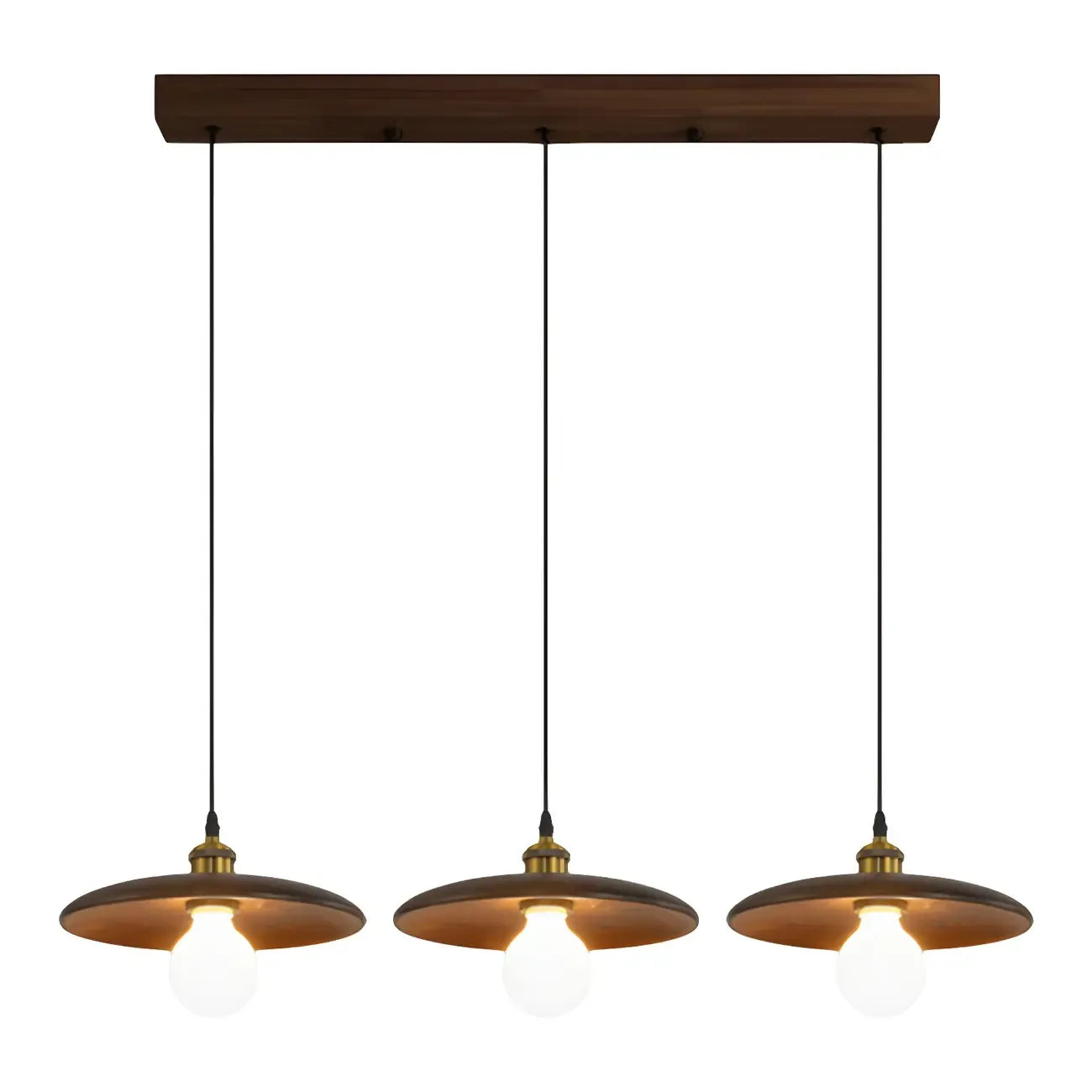 Geometric Walnut Wood Island Pendant Light for Kitchen