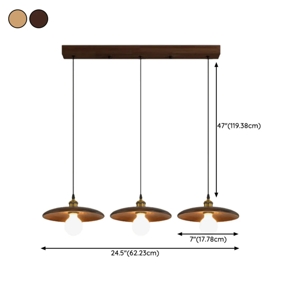Geometric Walnut Wood Island Pendant Light for Kitchen