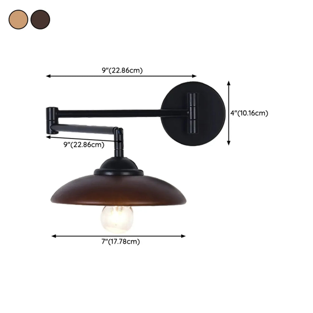 18 Small Bedside Swing Arm Wall Light with Wooden Shade