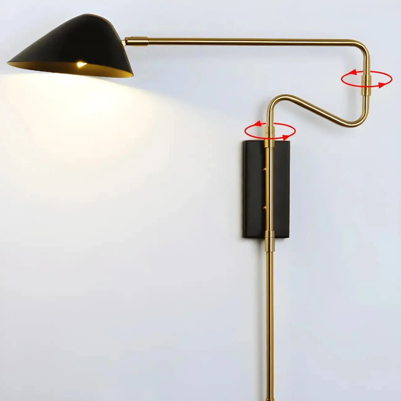Black Metal Swing Arm Plug in Wall Sconce for Bedroom
