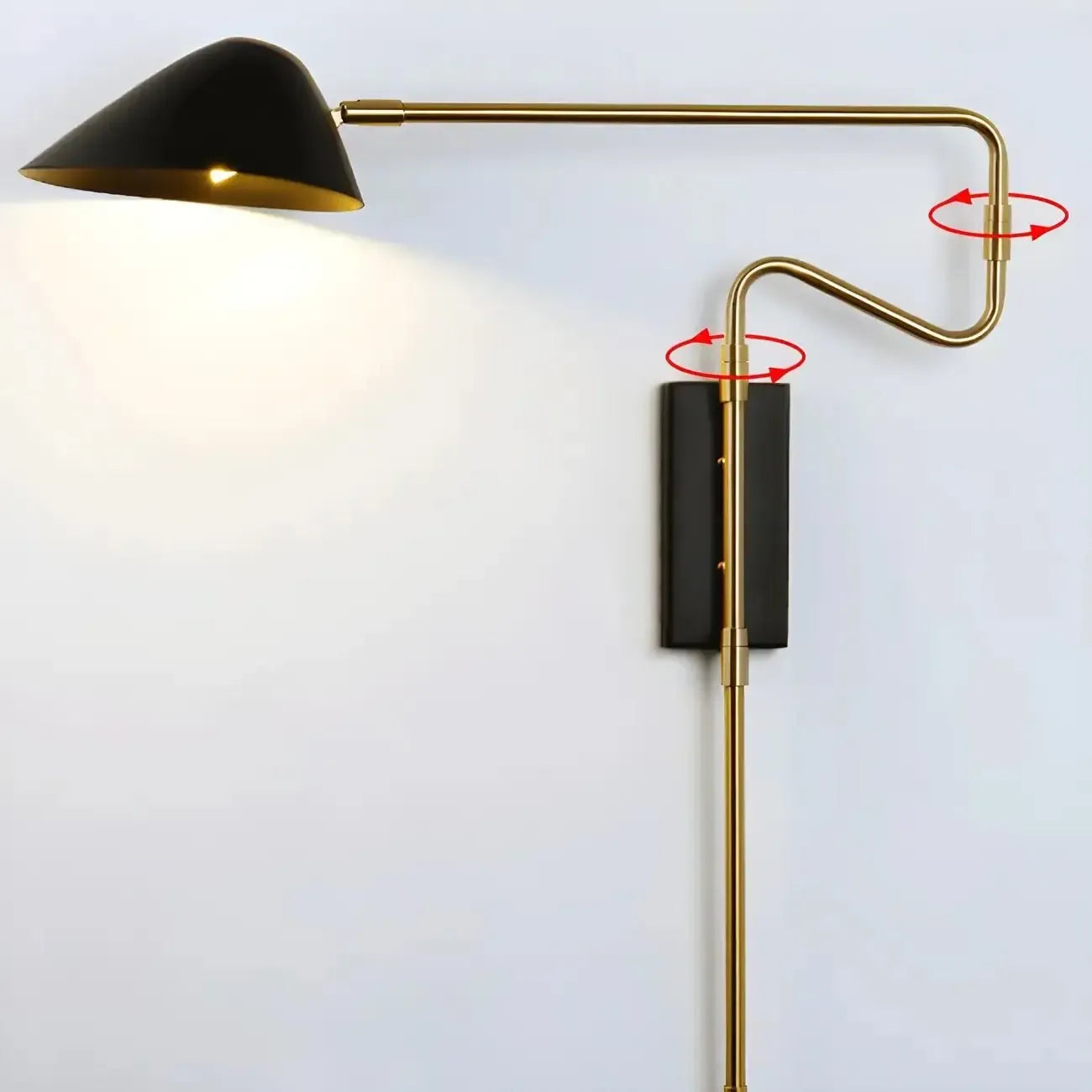 Black Metal Swing Arm Plug in Wall Sconce for Bedroom