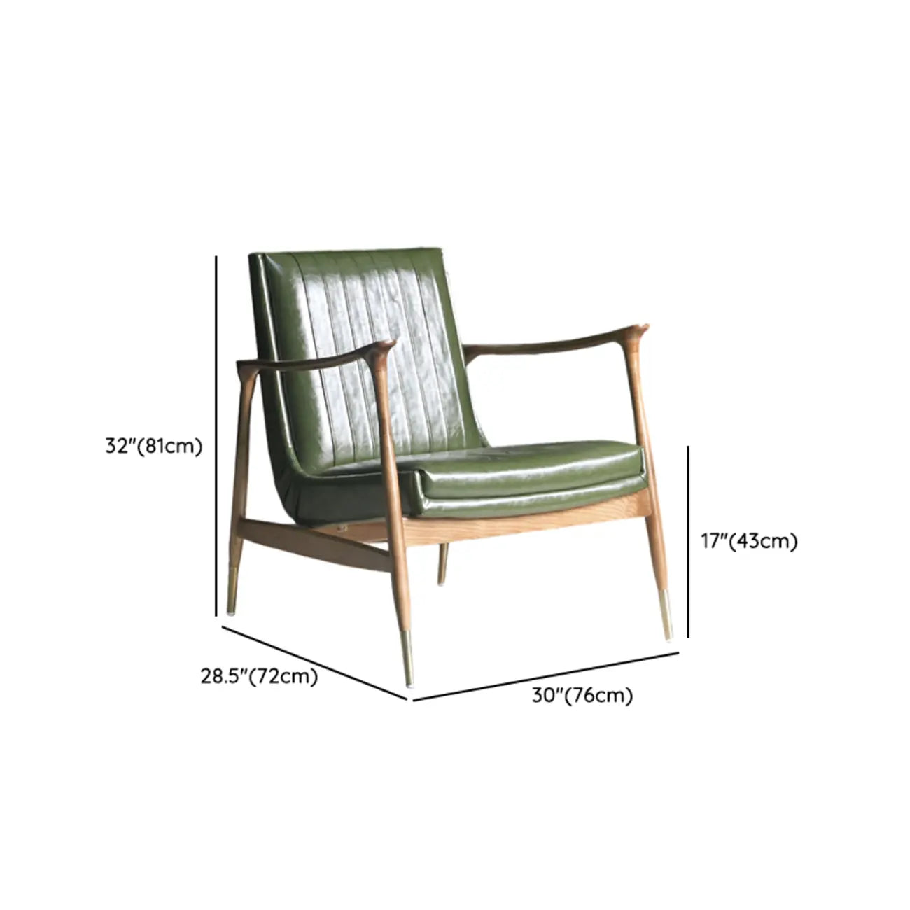Modern Green Leather Armchair with High Back Design