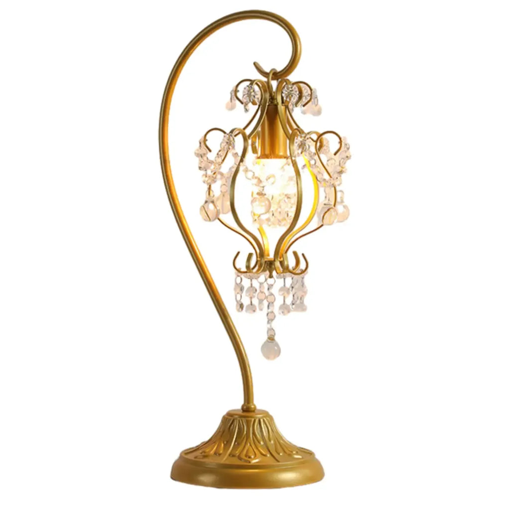 Geometric Gold LED Crystal Table Lamp for Bedroom Decor