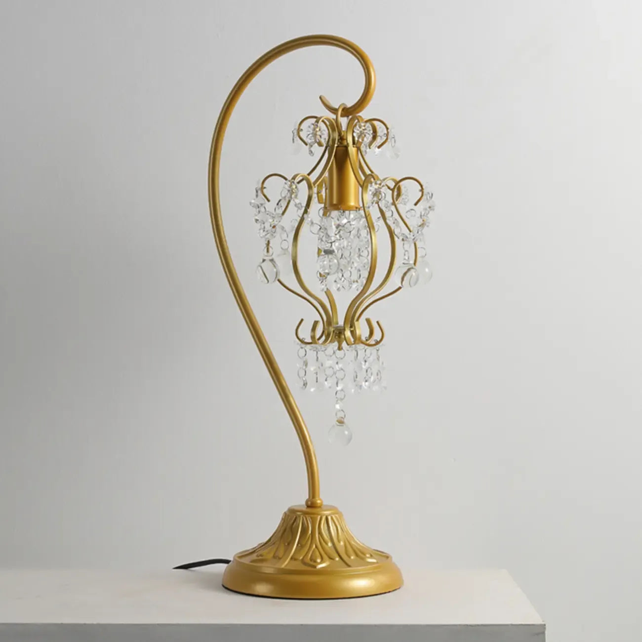 Geometric Gold LED Crystal Table Lamp for Bedroom Decor