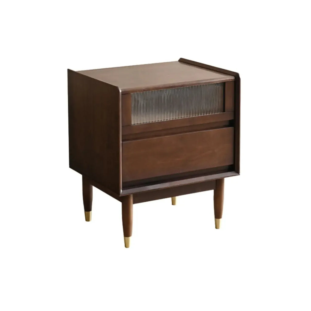 Narrow Black Wood Drawer Storage Bedroom Nightstand