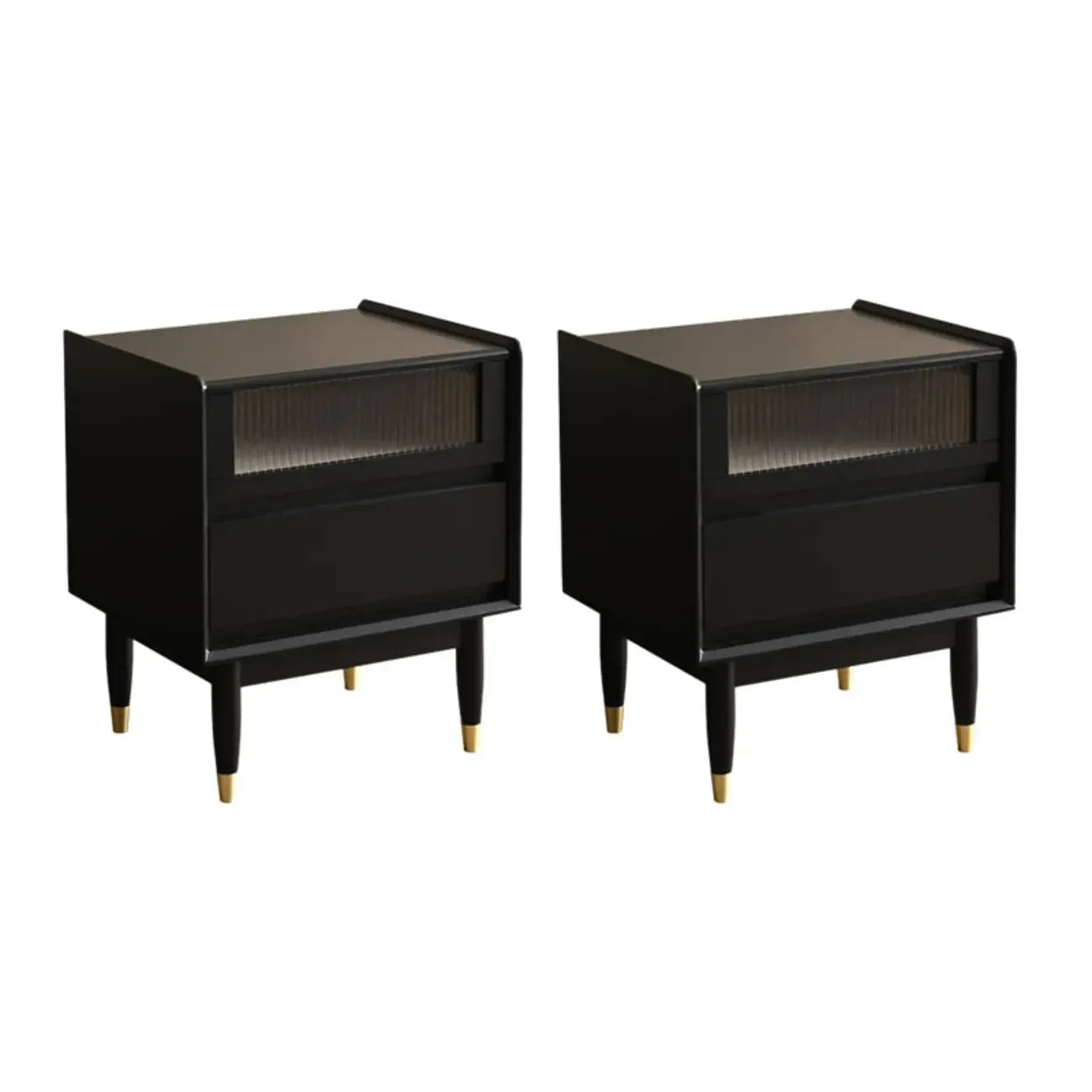 Narrow Black Wood Drawer Storage Bedroom Nightstand