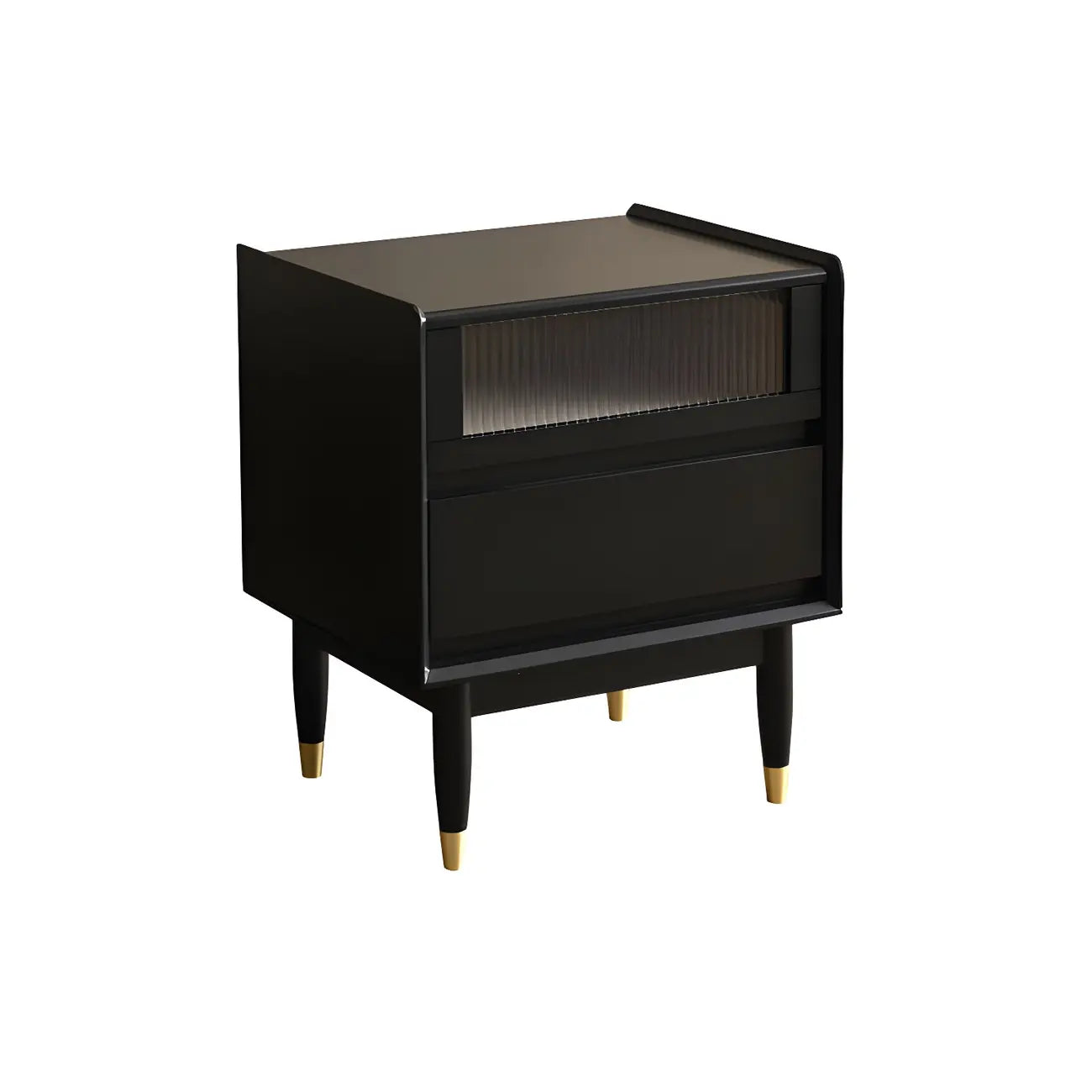 Narrow Black Wood Drawer Storage Bedroom Nightstand