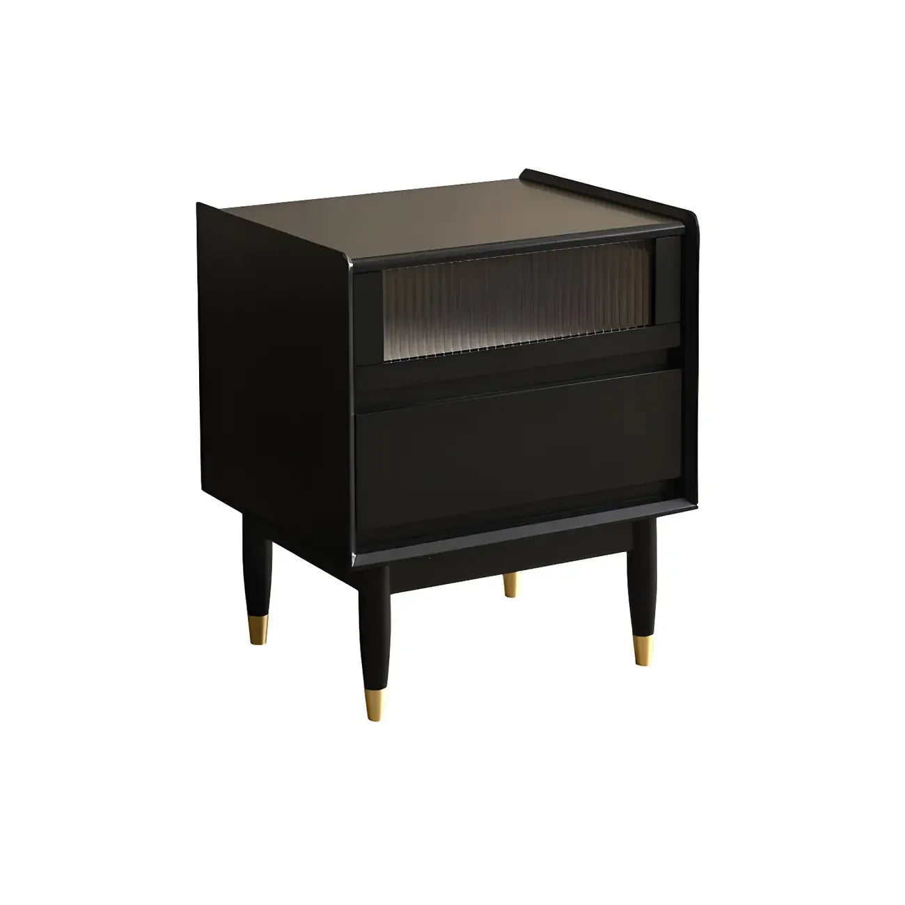 Narrow Black Wood Drawer Storage Bedroom Nightstand