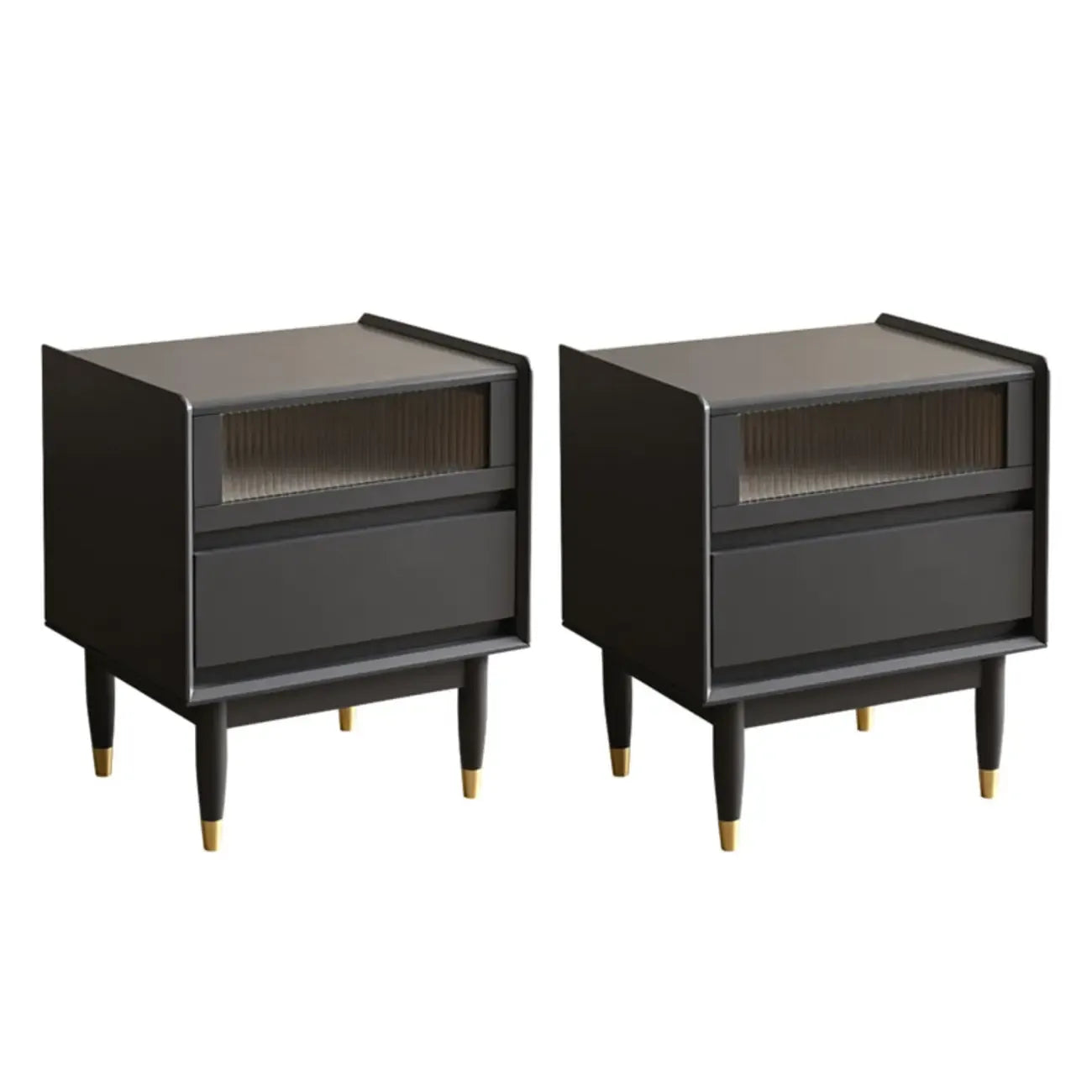 Narrow Black Wood Drawer Storage Bedroom Nightstand