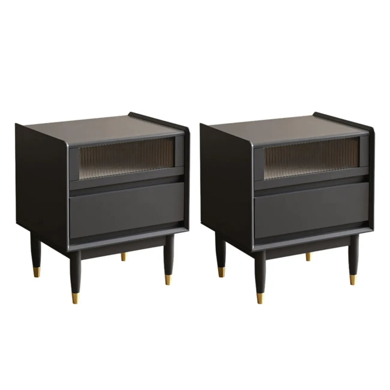 Narrow Black Wood Drawer Storage Bedroom Nightstand