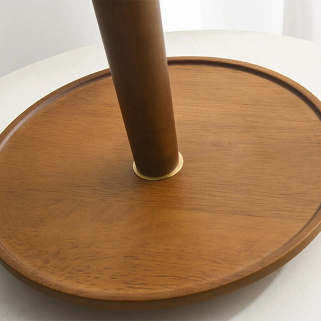 Small Walnut Wood Fabric Umbrella Table Lamp for Bedroom