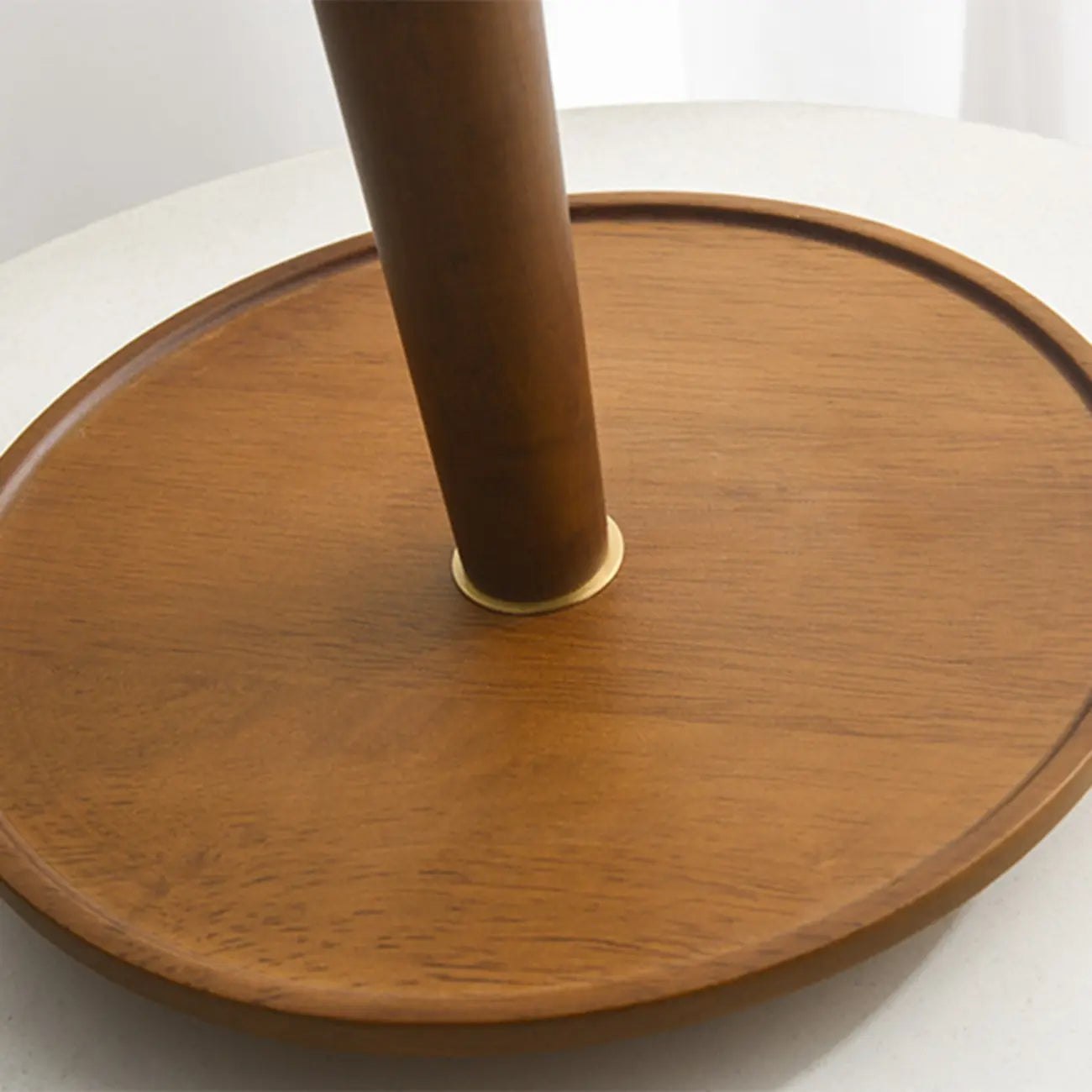 Small Walnut Wood Fabric Umbrella Table Lamp for Bedroom