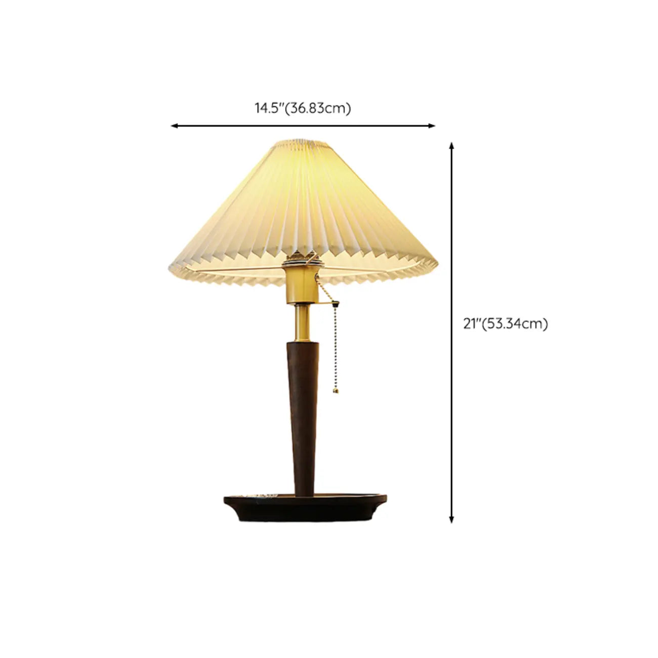 Small Walnut Wood Fabric Umbrella Table Lamp for Bedroom