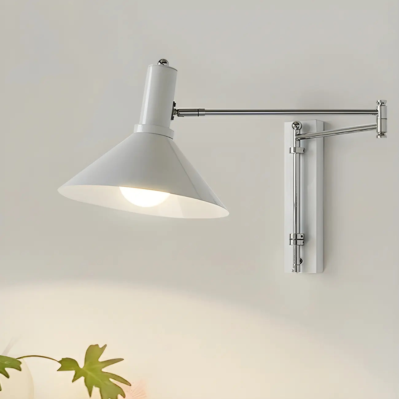 Metal Swing Arm Wall Light with Iron Shade