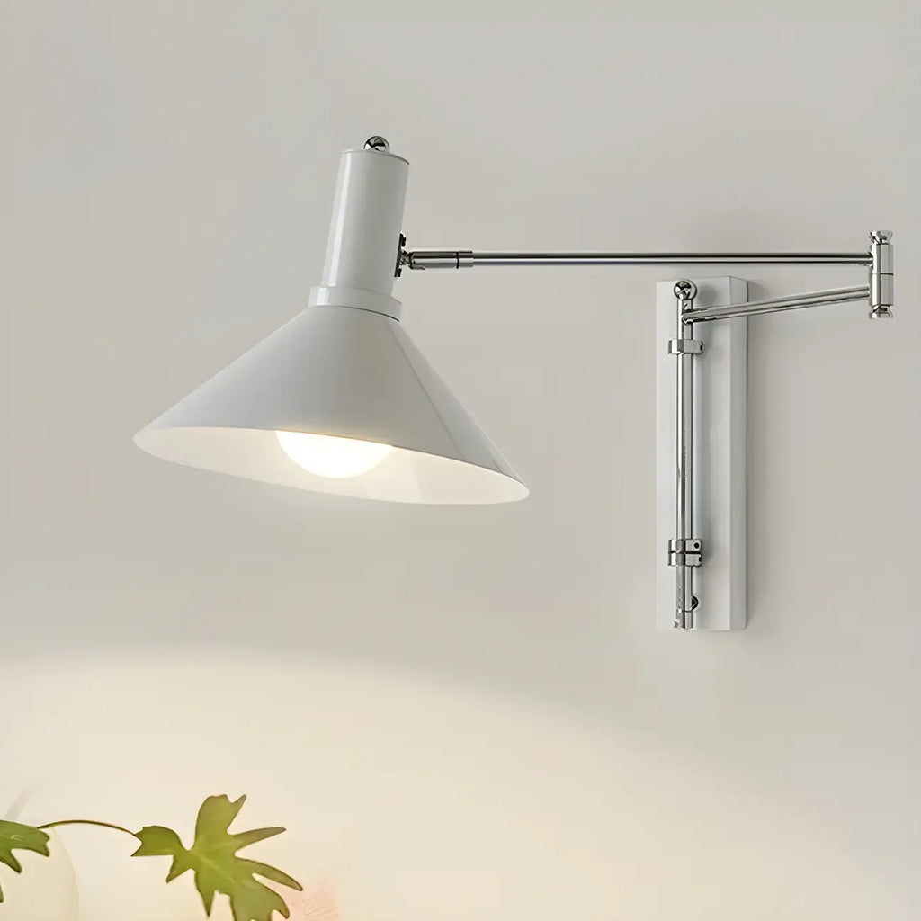 Metal Swing Arm Wall Light with Iron Shade
