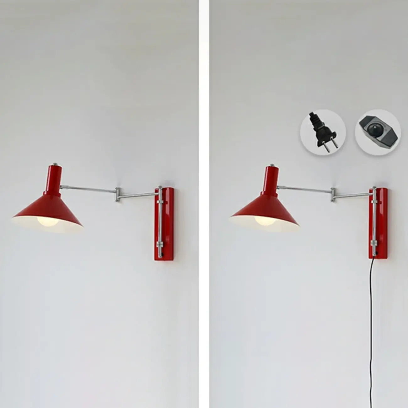 Metal Swing Arm Wall Light with Iron Shade