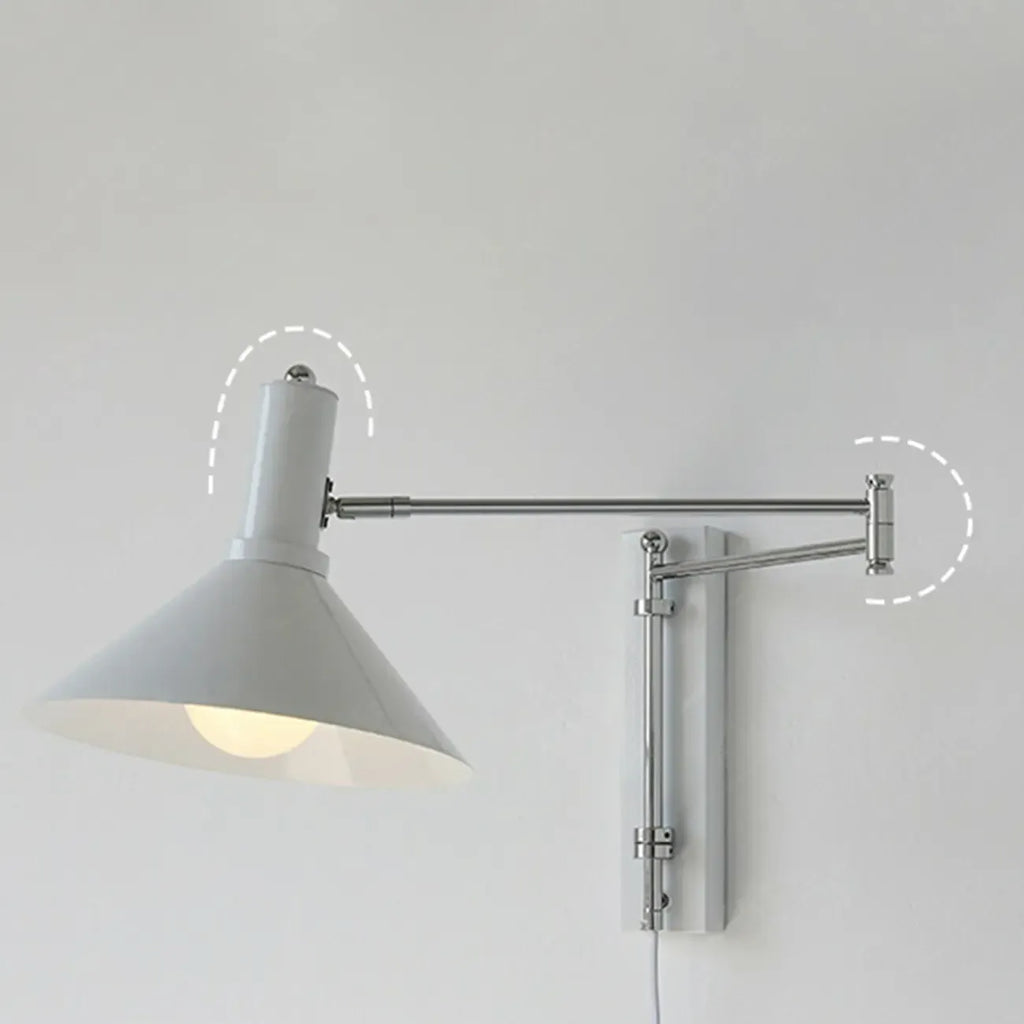 Metal Swing Arm Wall Light with Iron Shade