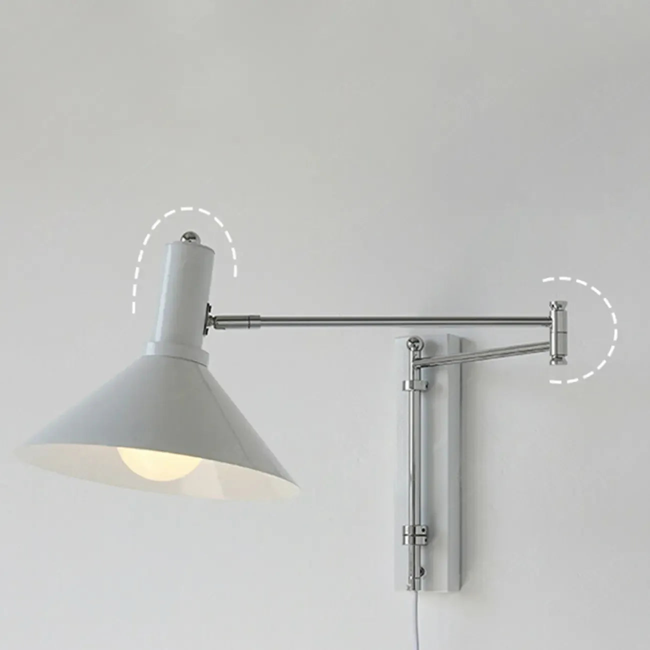 Metal Swing Arm Wall Light with Iron Shade