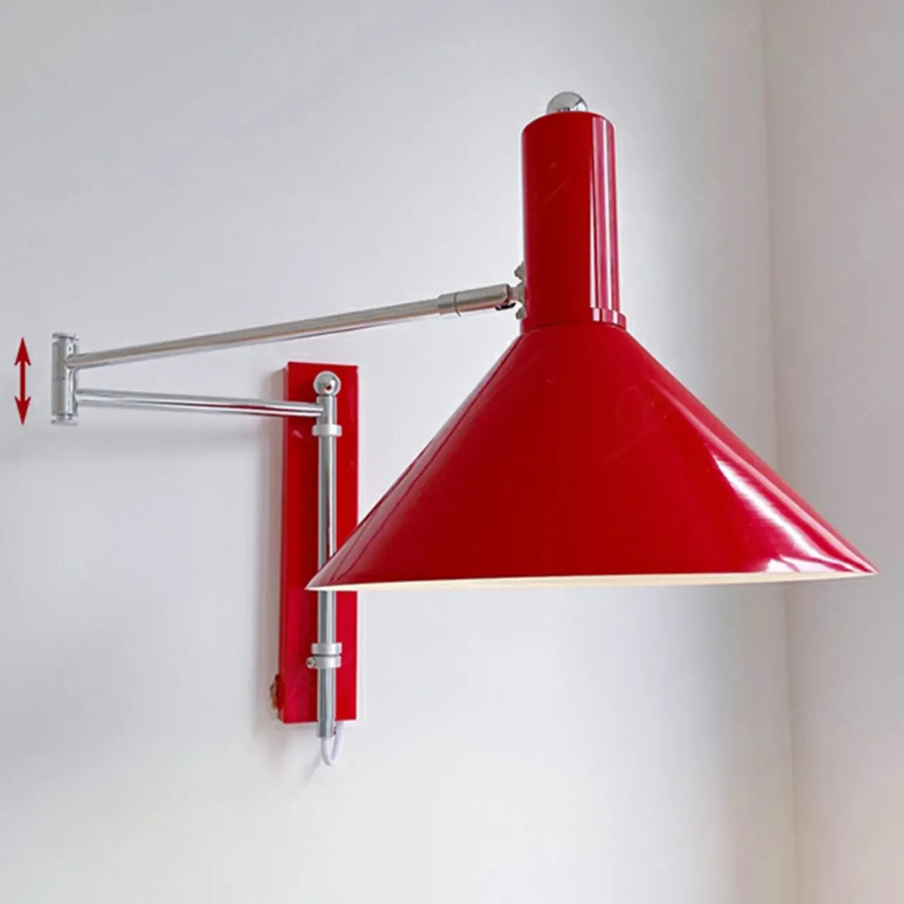 Metal Swing Arm Wall Light with Iron Shade
