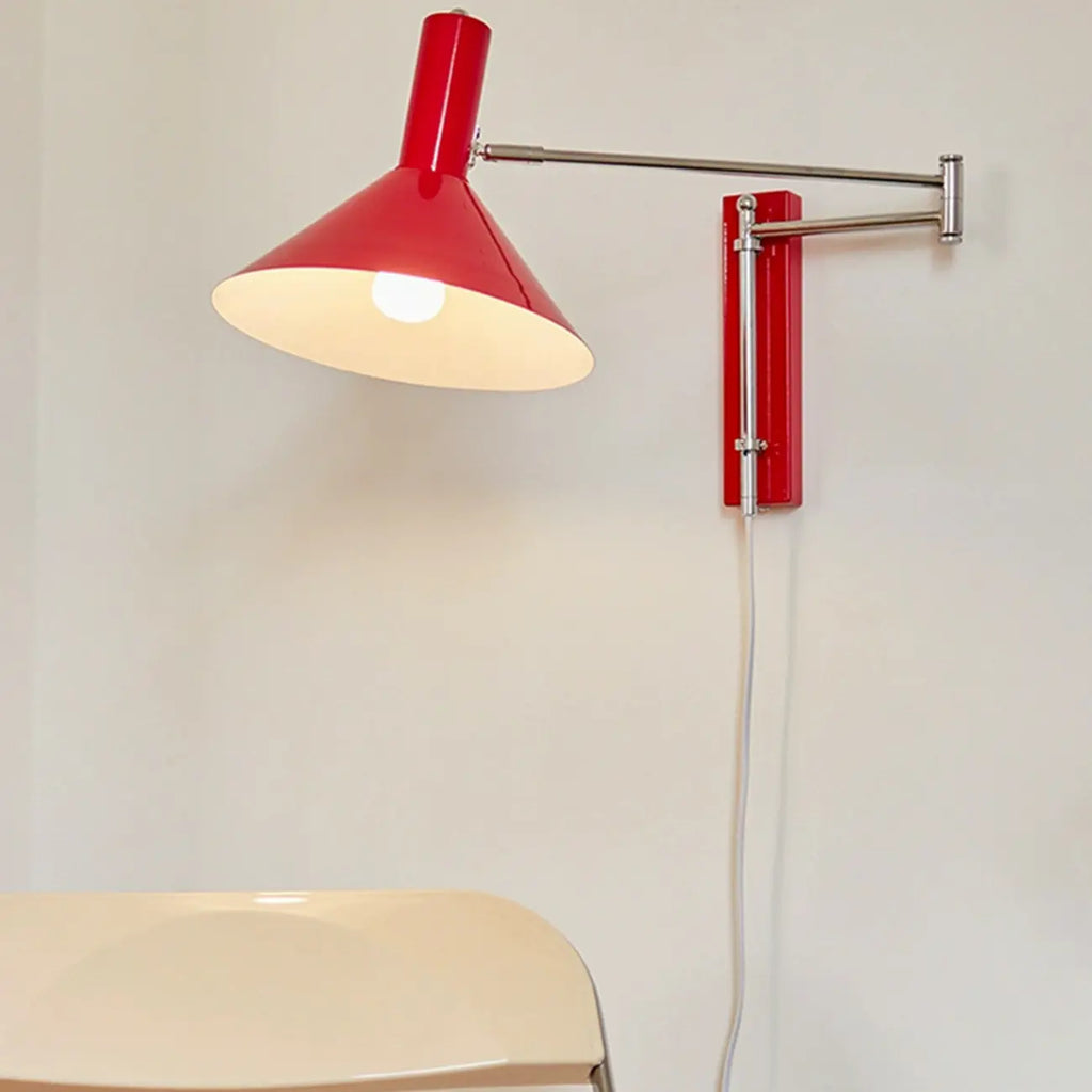 Metal Swing Arm Wall Light with Iron Shade