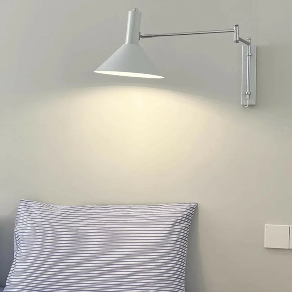 Metal Swing Arm Wall Light with Iron Shade