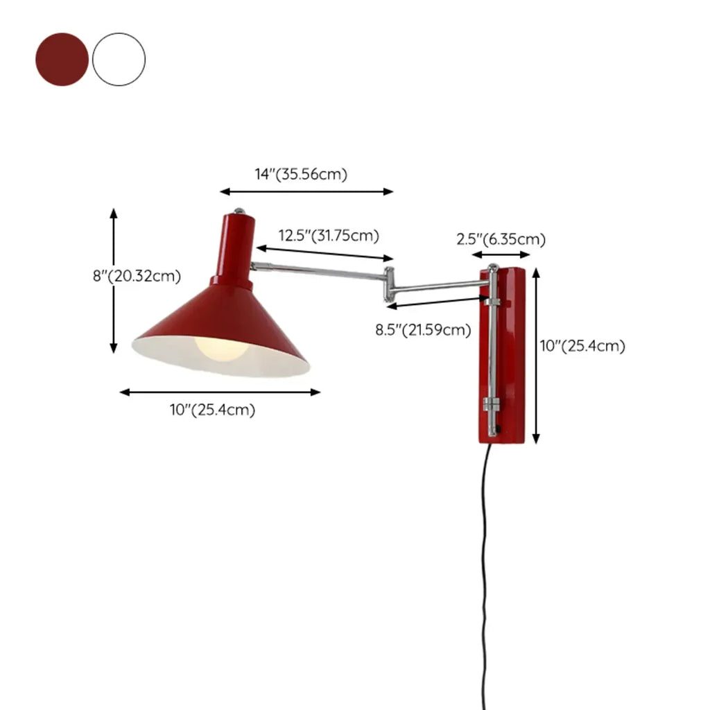 Metal Swing Arm Wall Light with Iron Shade