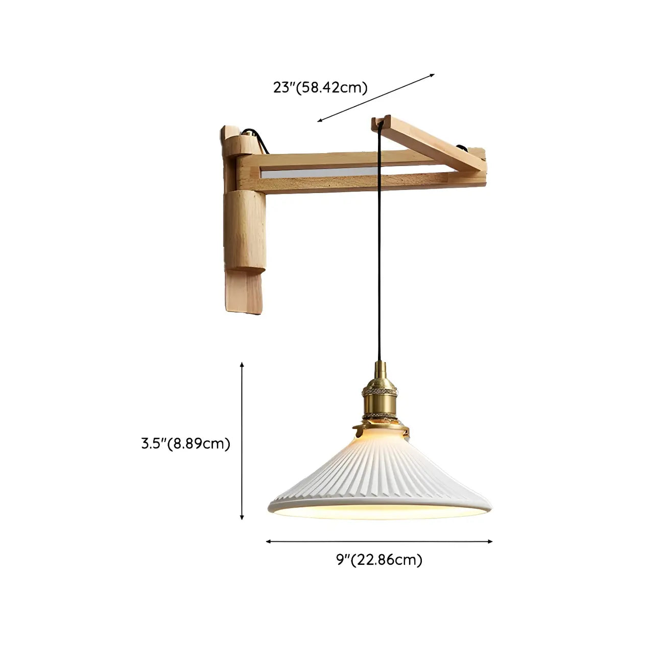 Natural Wood Vintage Stylish Shade Swing Arm Wall Light