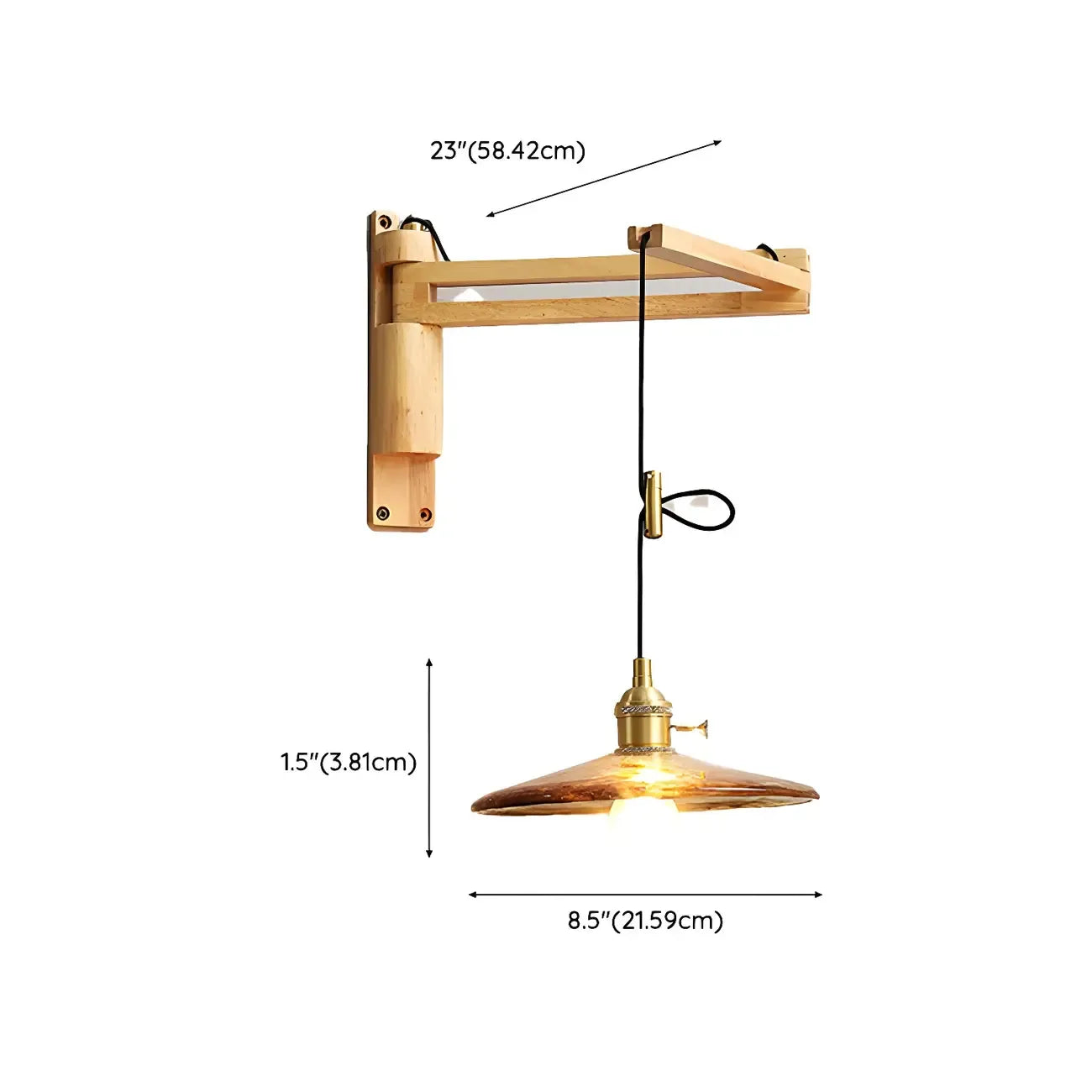 Natural Wood Vintage Stylish Shade Swing Arm Wall Light