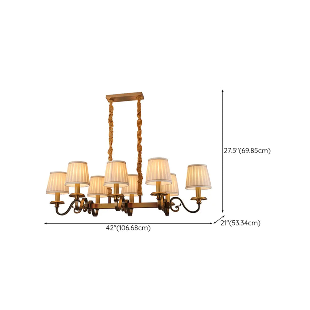 Adjustable Modern Gold Fabric Shade Island Pendant Light