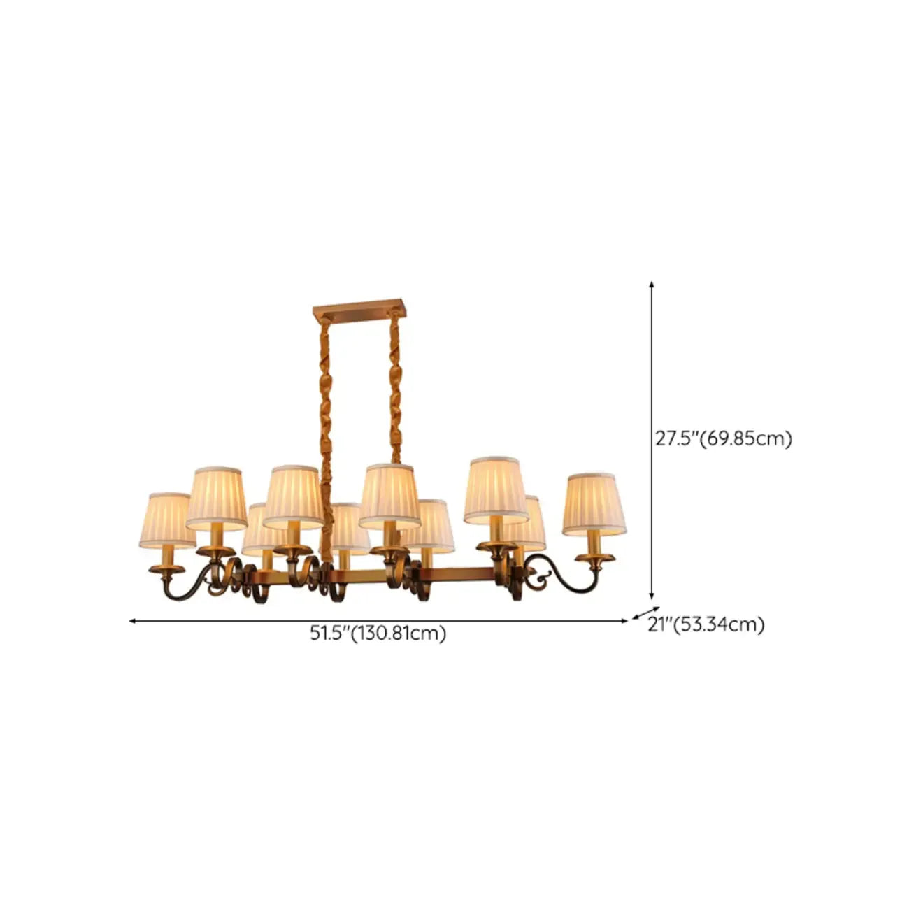 Adjustable Modern Gold Fabric Shade Island Pendant Light