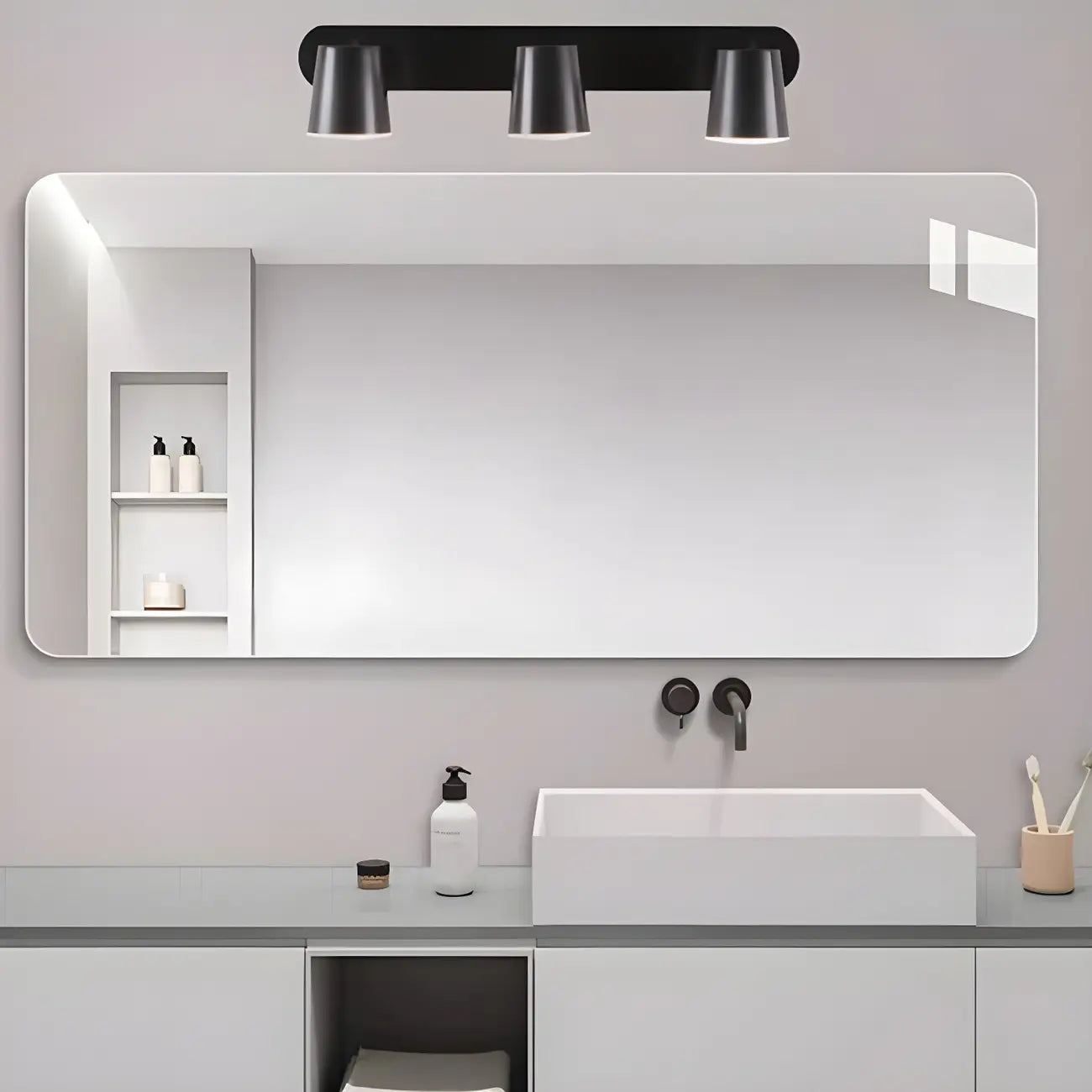 Geometric Dimmable Black Vanity Light  with 3-Light