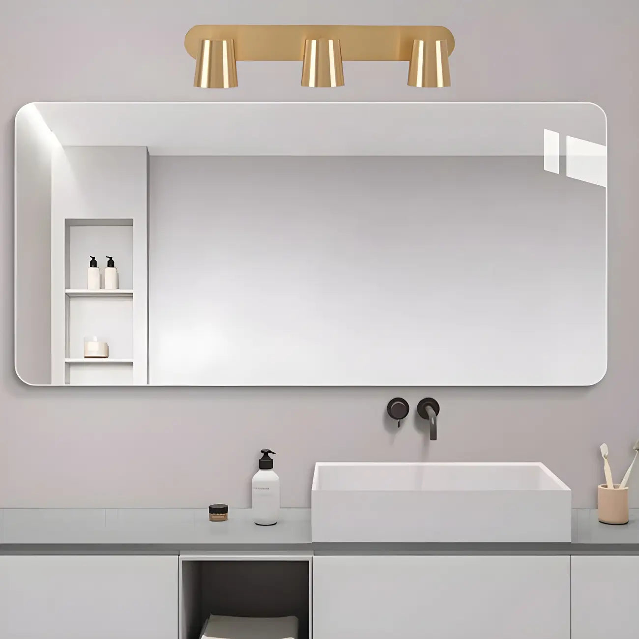 Geometric Dimmable Black Vanity Light  with 3-Light