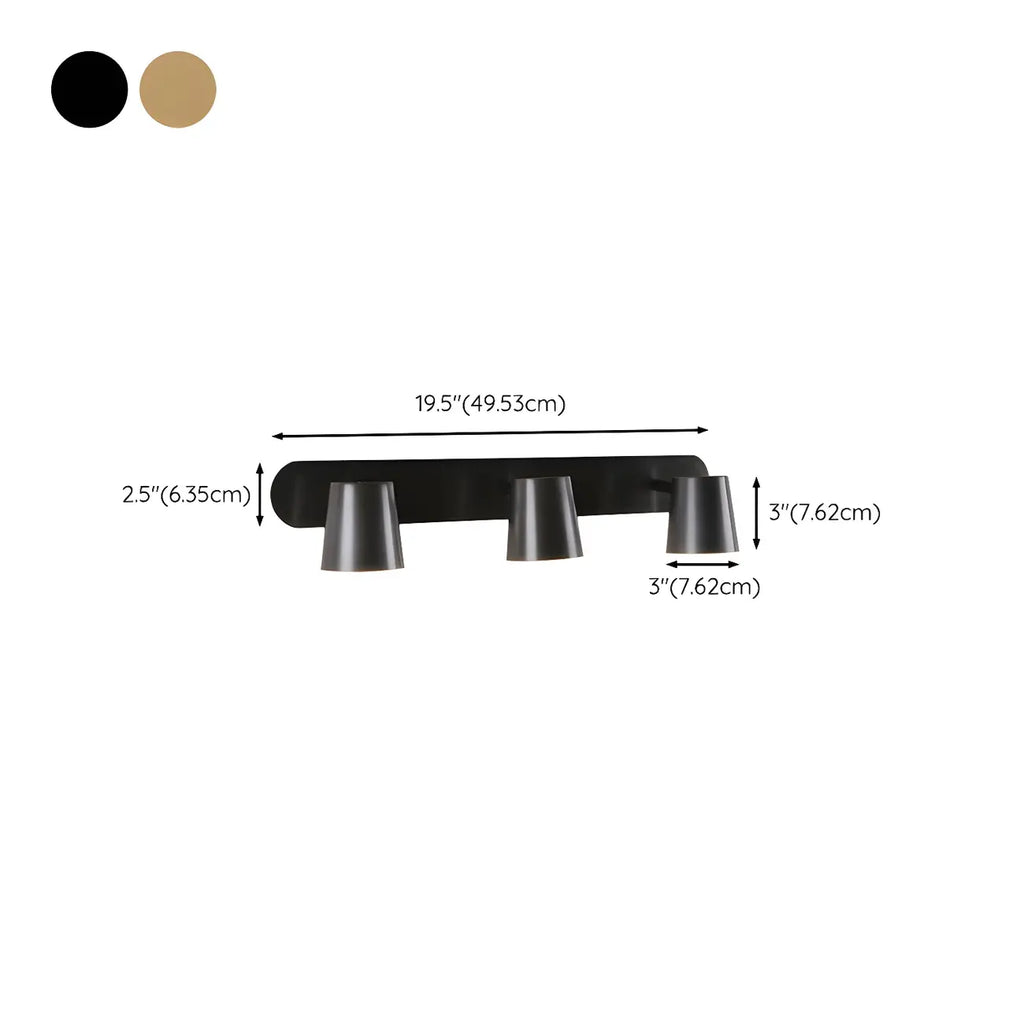 Geometric Dimmable Black Vanity Light  with 3-Light