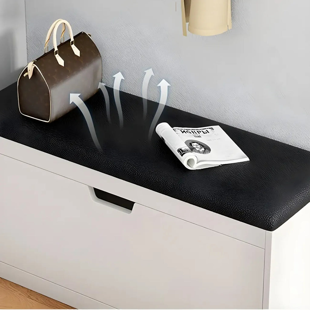 Entryway Wooden Drop Front Shoe Storage Bench Padded Seat