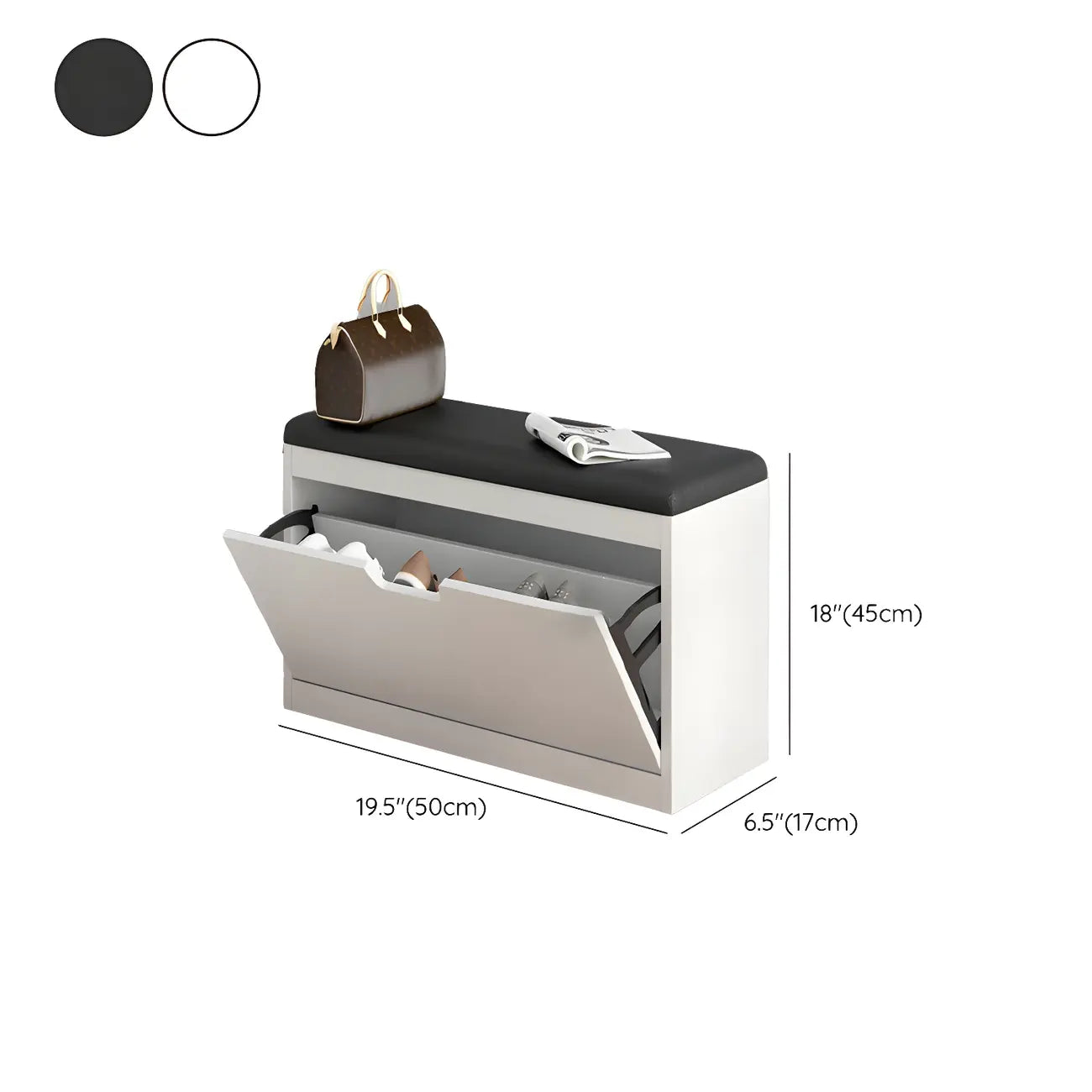 Entryway Wooden Drop Front Shoe Storage Bench Padded Seat